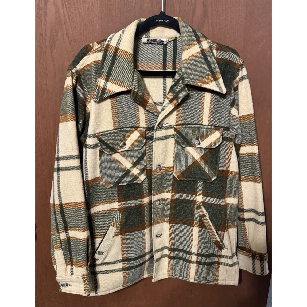 Vtg ORVIS Fishing Tackle Manchester VT Plaid Flannel Wool Jacket Coat Sz L Tub2